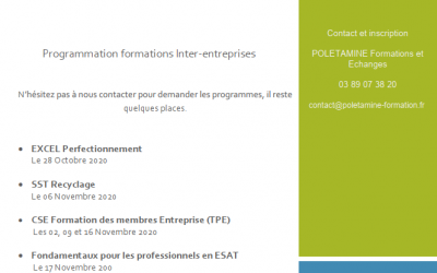 LES FORMATIONS INTER ETABLISSEMENTS 2020 – Contactez-nous pour vous inscrire !