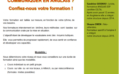 VOUS AVEZ BESOIN DE COMMUNIQUER EN ANGLAIS ? CONFIEZ-NOUS VOTRE FORMATION !